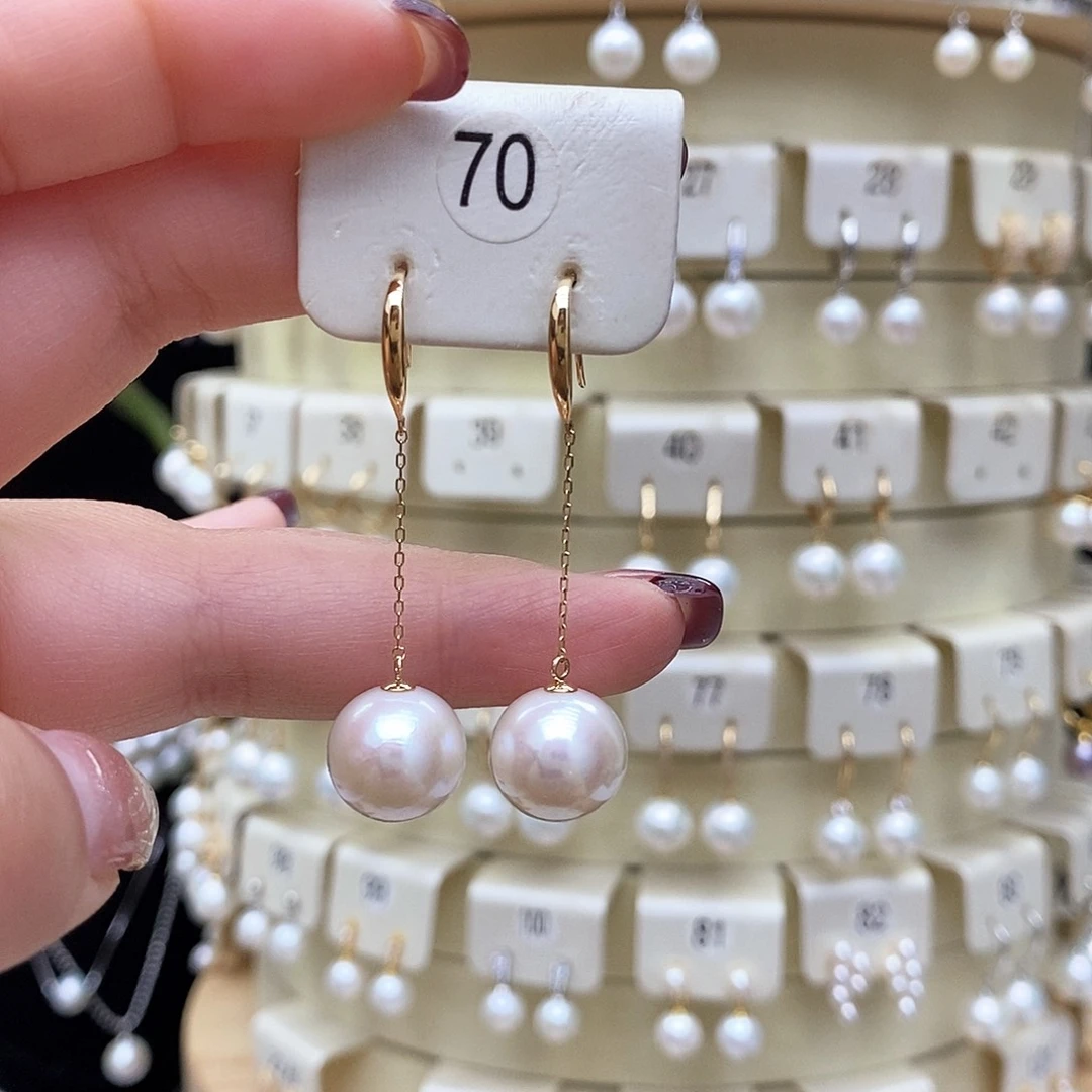 淡水珍珠耳饰18K金镶嵌