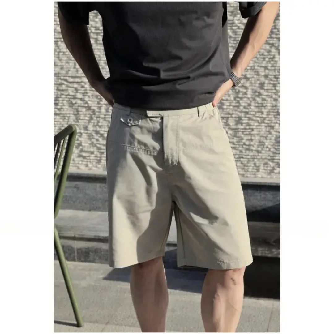 盛夏都市‘INS极简高质感棉混纺百搭通勤宽松休闲短裤轻奢痞帅男装