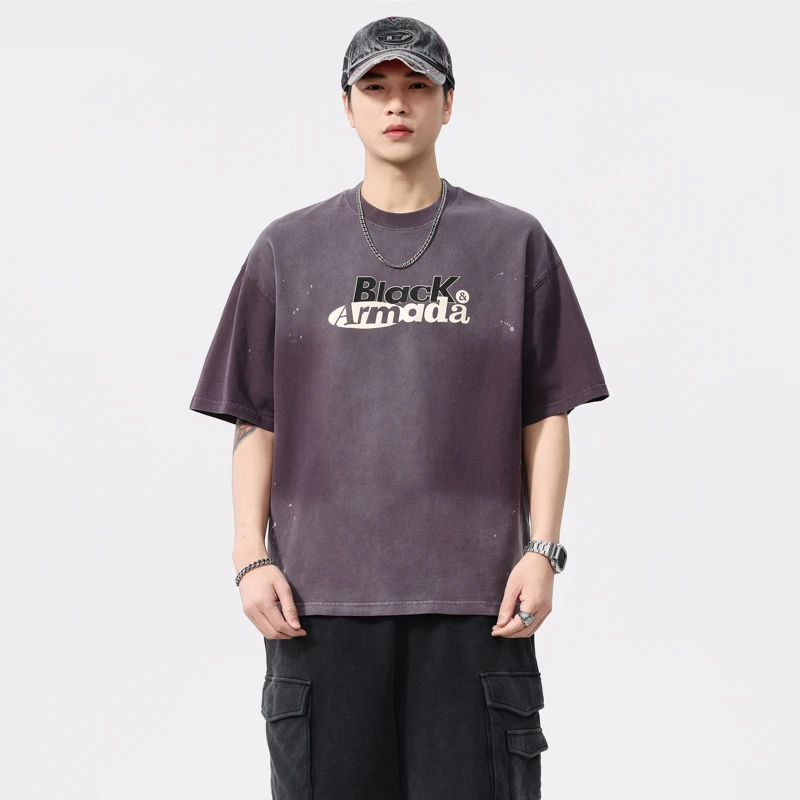 美式潮流印花夏季宽松休闲运动T恤MG77672百搭情侣半袖国潮街头