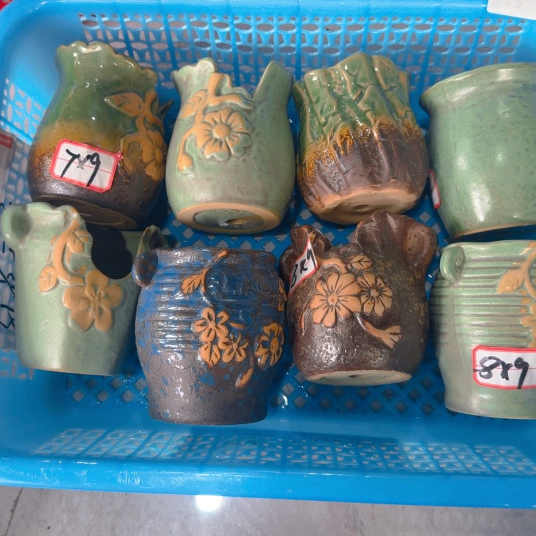 紫砂花盆粗陶精雕