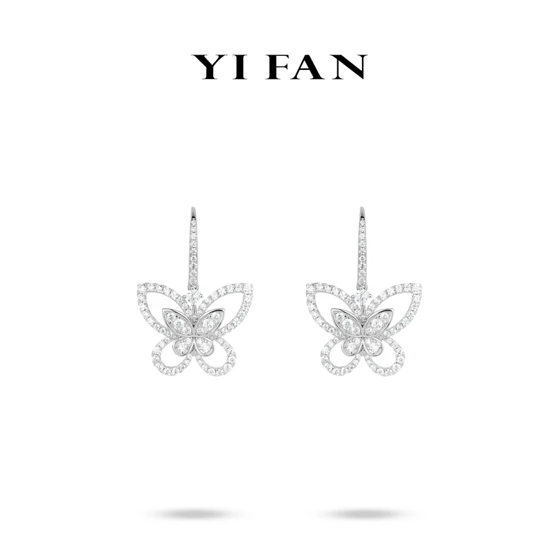 925银合成锆石耳饰 3855-白色满钻镂空蝴蝶百搭耳环
