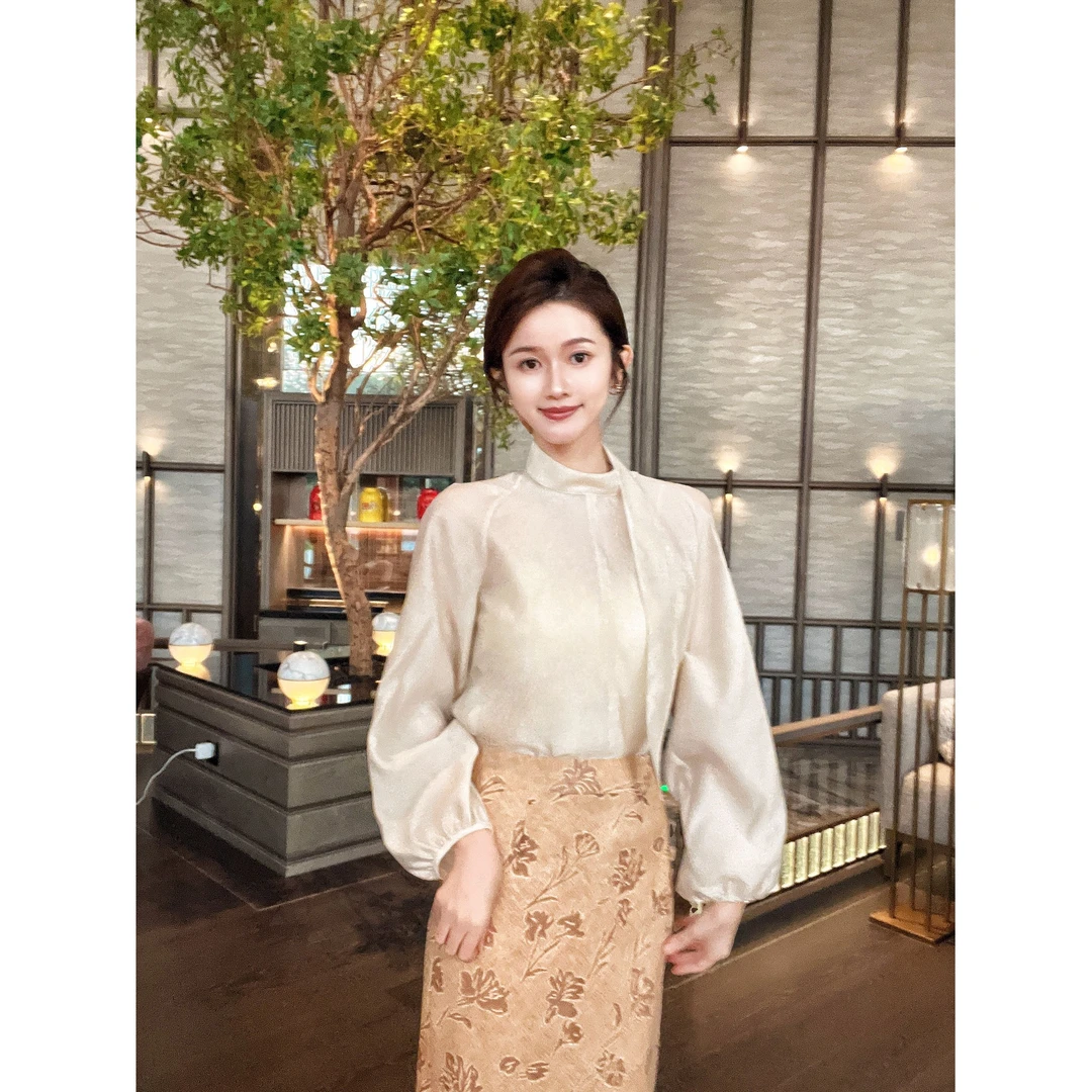 【双11好物】ZLeays林小允-天丝羊毛衬衫-长袖时尚飘带上衣XMXY089