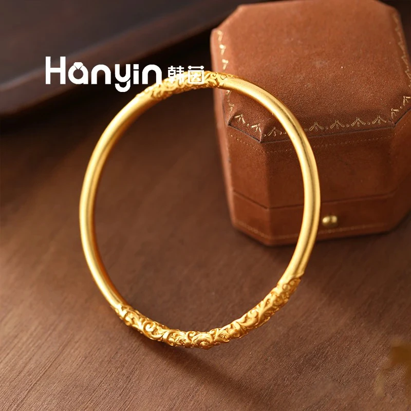 铜合金手镯 时尚复古气质镂刻雕花素款手镯