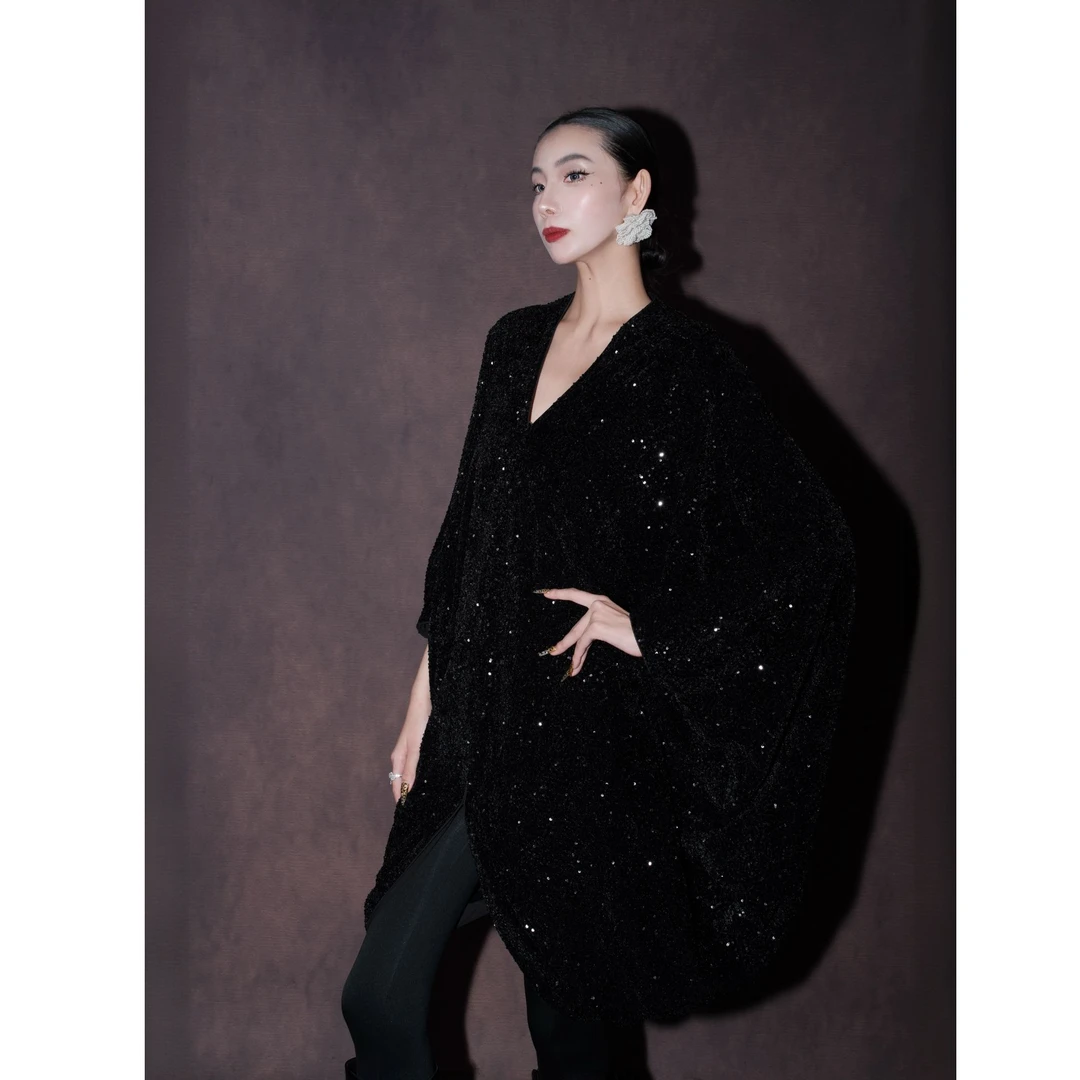 【毛毛专属】午夜歌剧系列/品牌限定 纹路亮片刺绣醋酸丝绒连衣裙