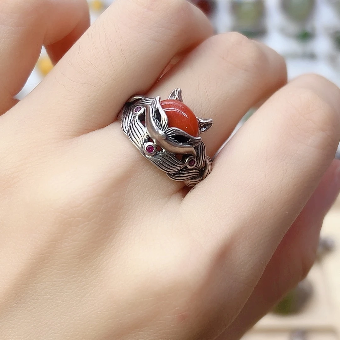 玛瑙/玉髓戒指银S925镶嵌