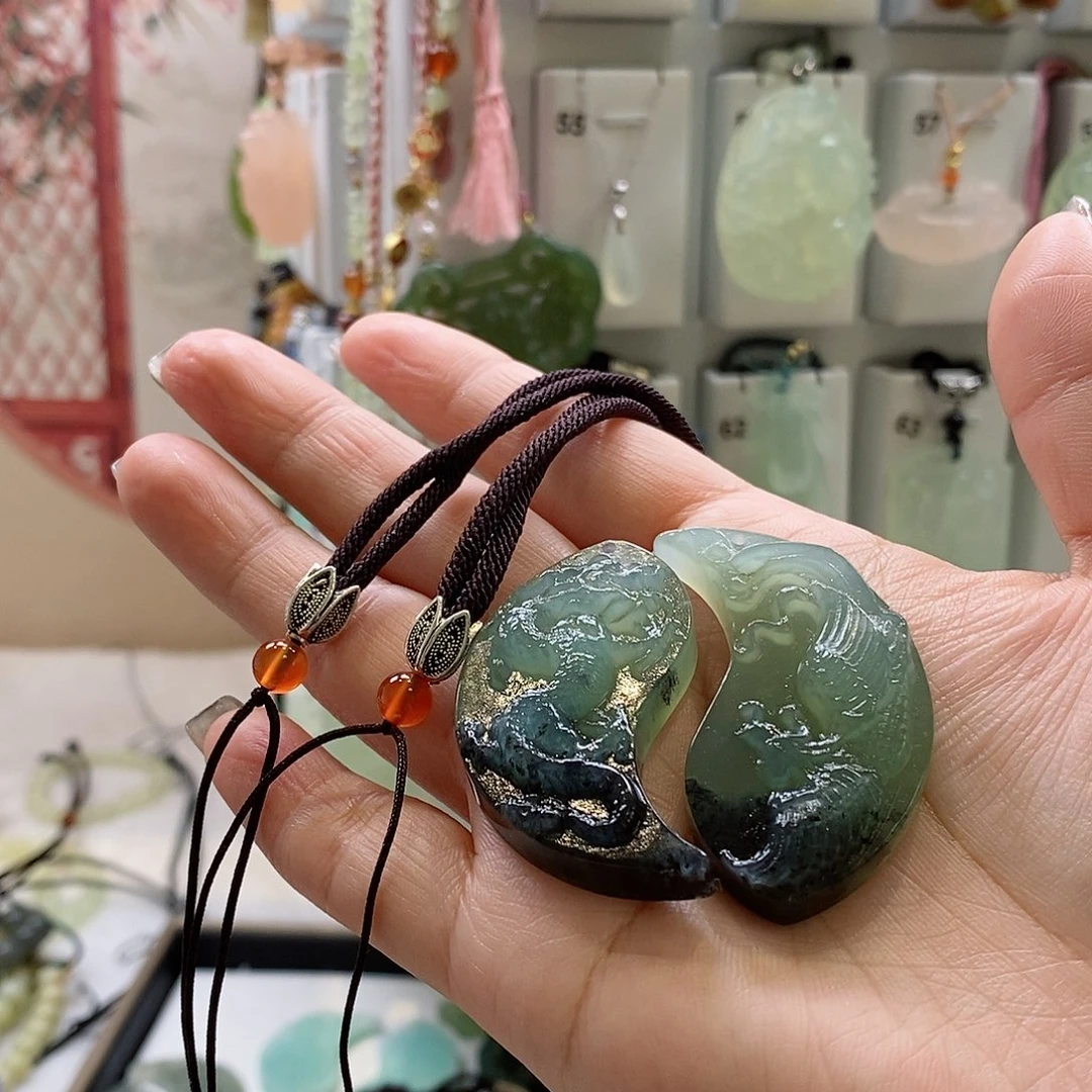 蛇纹石玉颈饰未镶嵌老*~