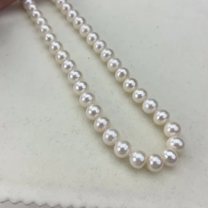 淡水珍珠颈饰银S925镶嵌卡8高品