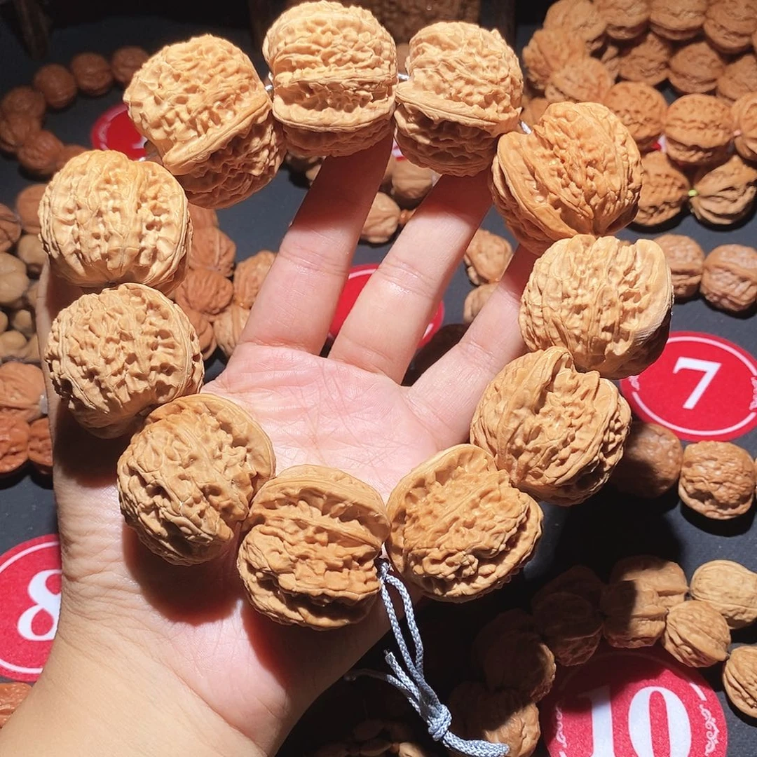 文玩核桃手串40尺白狮子手持