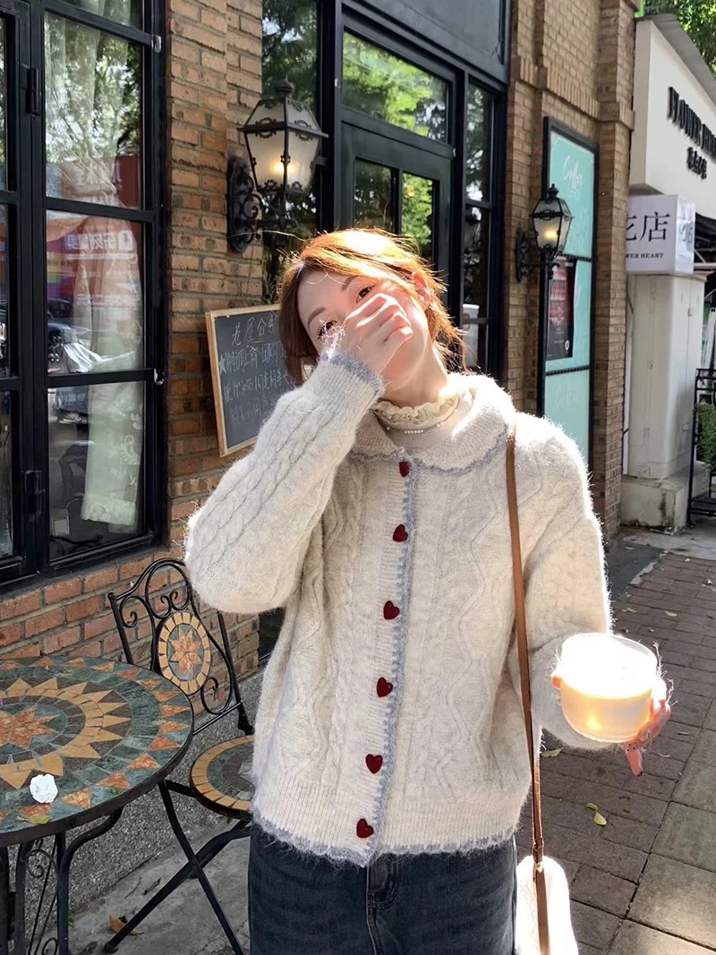 新年特惠款韩系百搭显瘦针织毛衣温柔气质风格合集桃心扣081