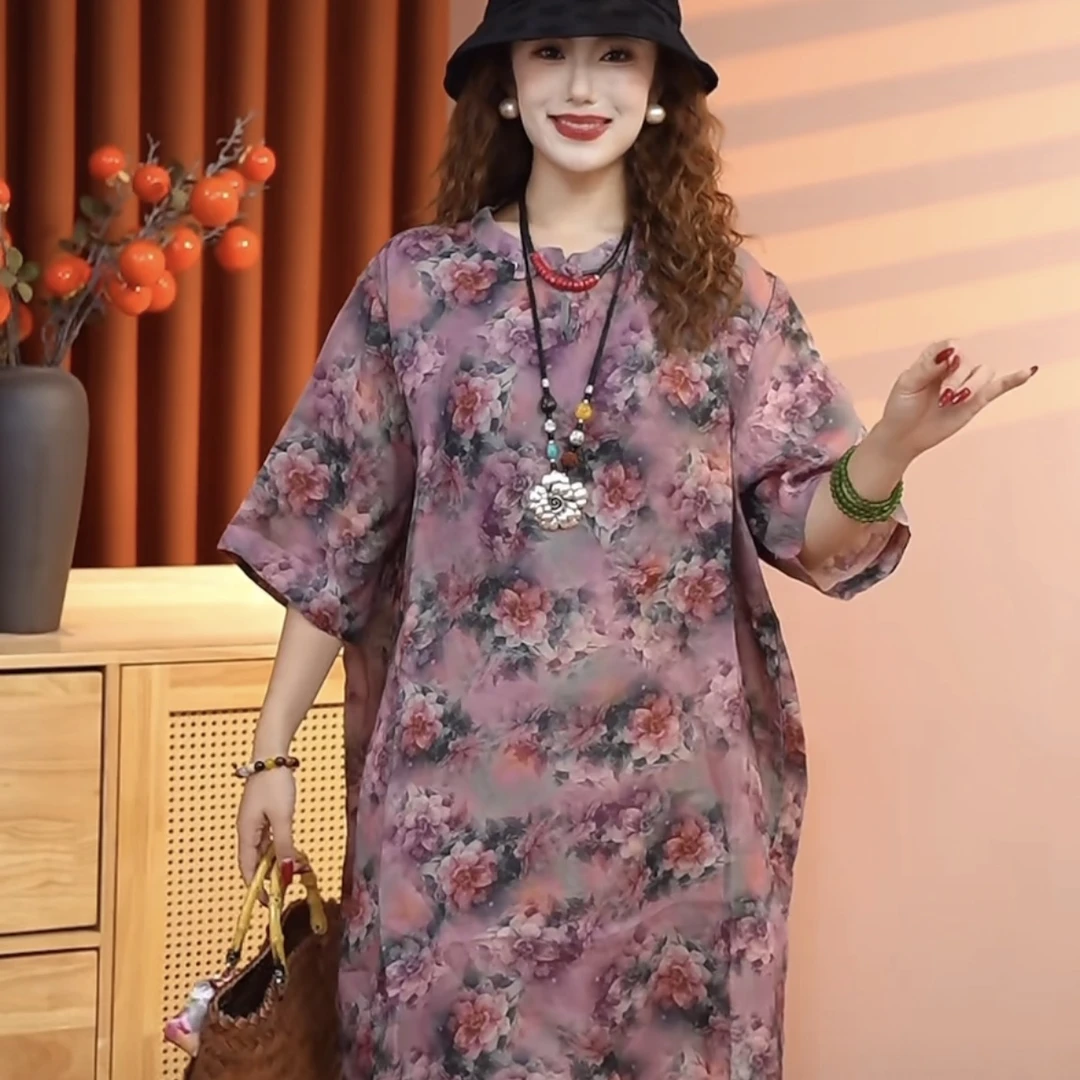 【“满分苎麻”】2025新款休闲百搭一字扣苎麻中长款女上衣70255