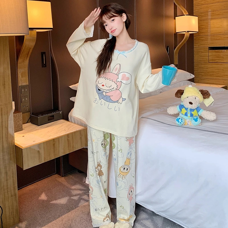 2025新款睡衣女长袖薄款12-15岁女孩高中初中生大童家居服春秋季