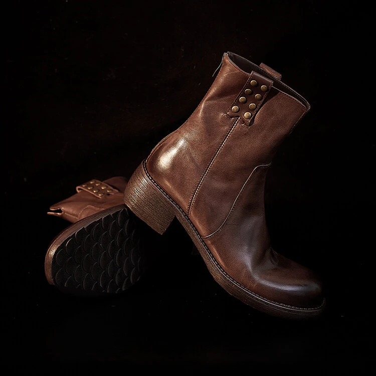 休闲风短筒冬季女马丁靴重工靴子女鞋秋冬皮靴