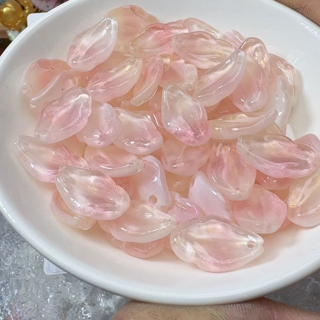 玻璃40号 肉玫瑰 背面有凹槽