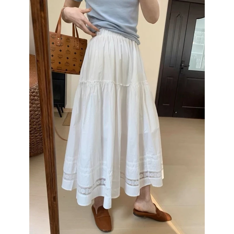 白色半身裙女夏季蛋糕裙2025新款今年流行的爆款伞裙蕾丝仙女长裙