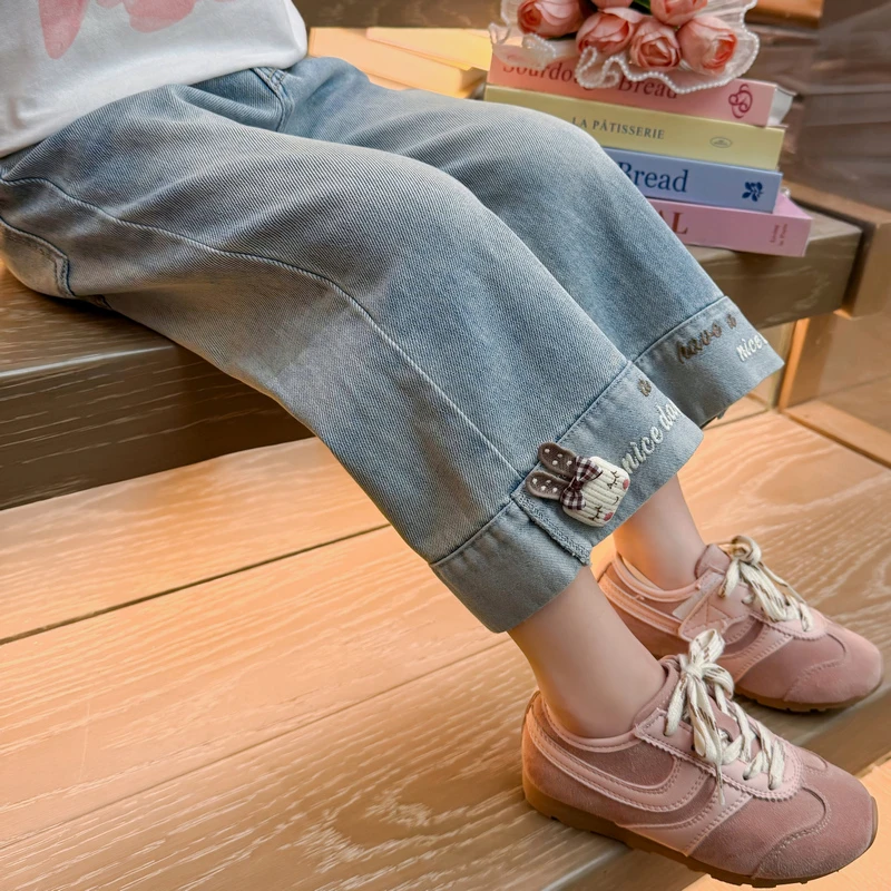 女童春秋牛仔裤2025新款儿童洋气裤子韩版女宝宝春装时髦阔腿裤潮