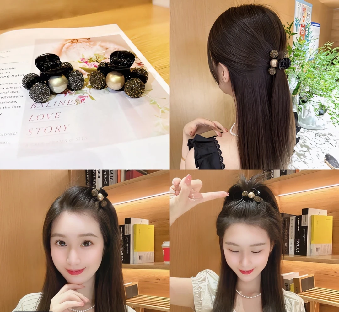 春夏款闪珠抓夹温柔半披发夹气质刘海夹高马尾固定小抓夹