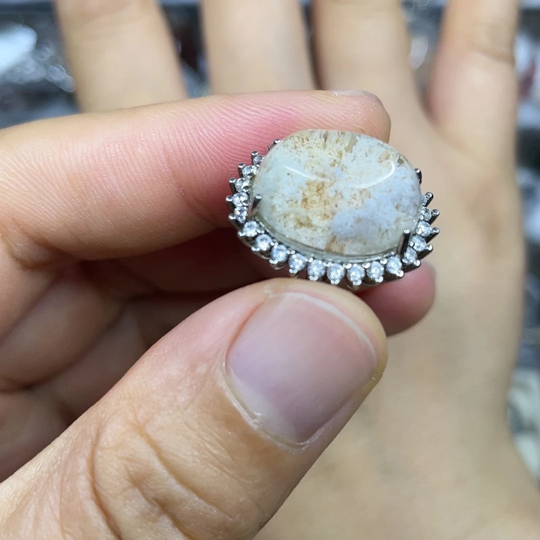 【闪购商品】银S925镶嵌珠宝半成品水晶戒指