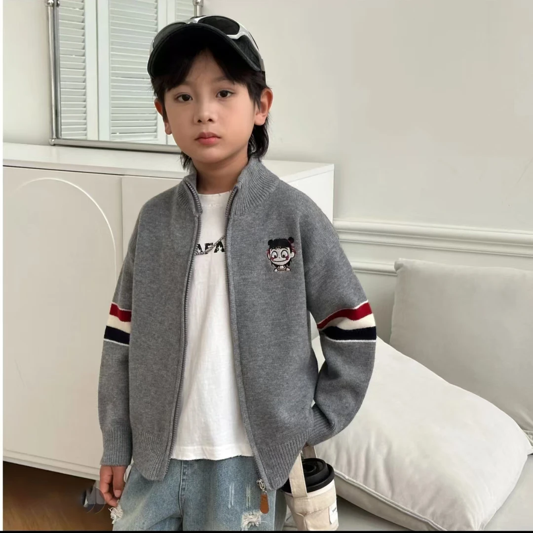 男童卡通针织开衫2025新款男童春季线衣中大童装男孩长袖针织上衣