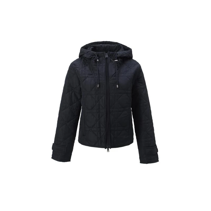 韩版时尚宽松菱格藤格纹拉链连帽夹克上衣保暖御寒外套0060