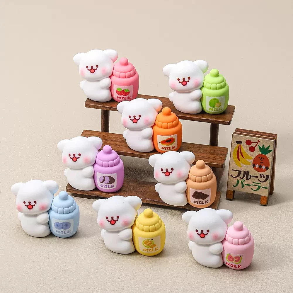 （手感漆小白狗果味奶瓶）树脂饰品可爱diy摆件