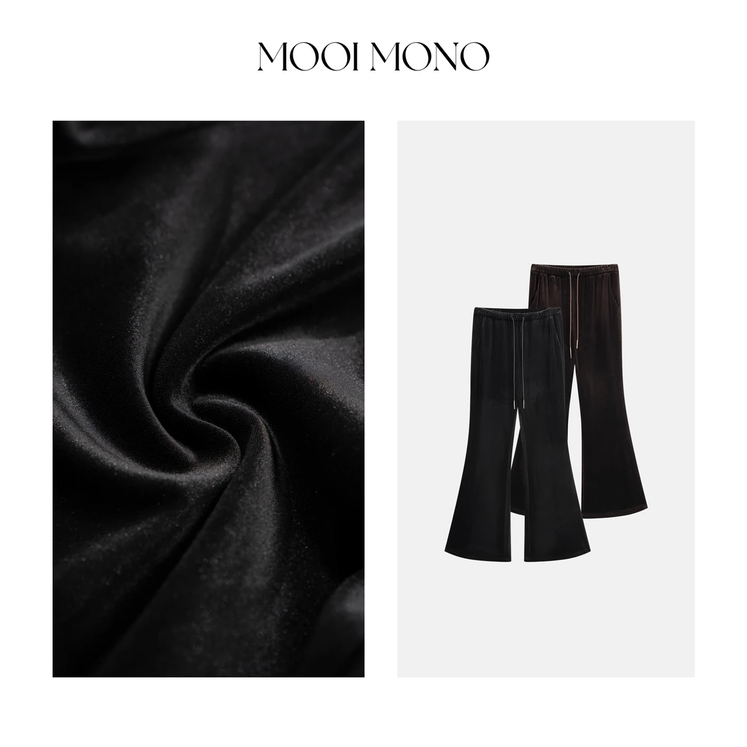 MOOI MONO"超模裤"显瘦气质百搭设计感显腿长丝绒微喇裤 K560C53