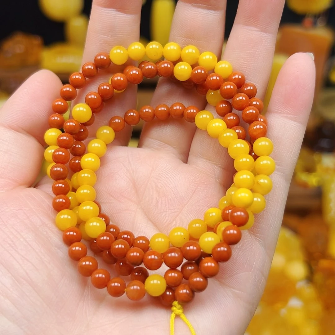 蜜蜡未镶嵌珠宝奇石蜜蜡108颗5.9m m