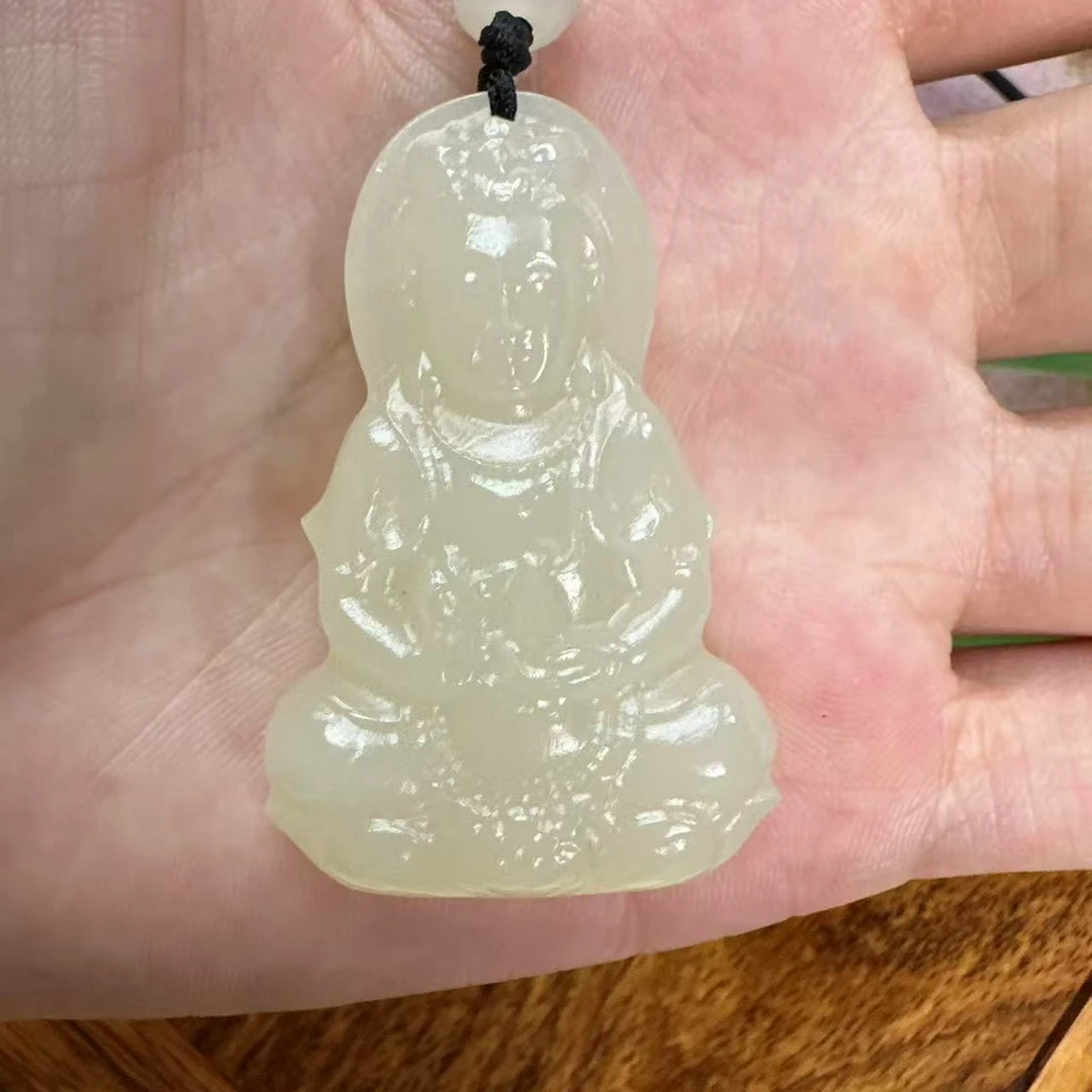 天然晴水双面观音牌吊坠