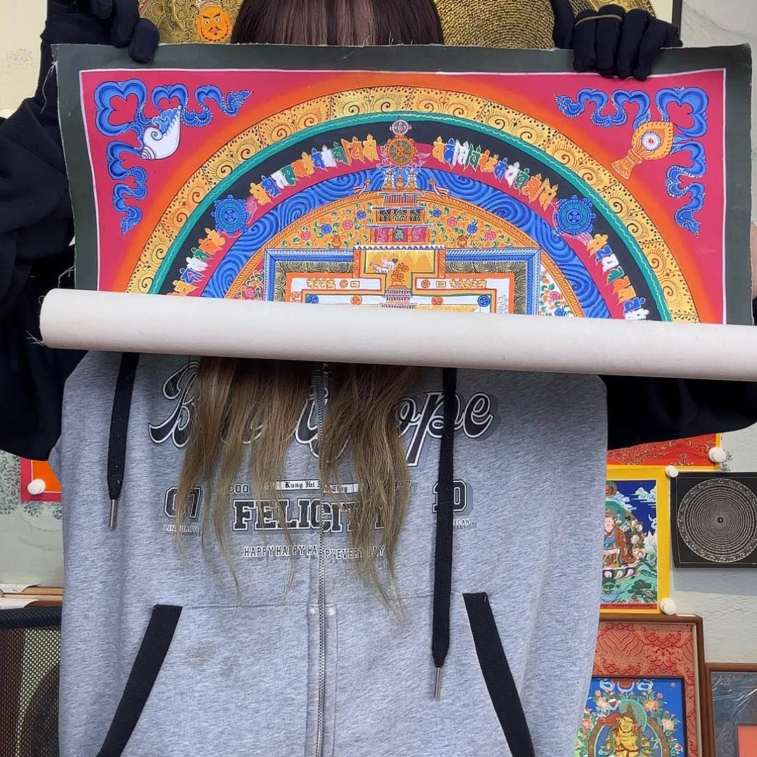 卷轴画纯手绘唐卡坛城50厘米左右