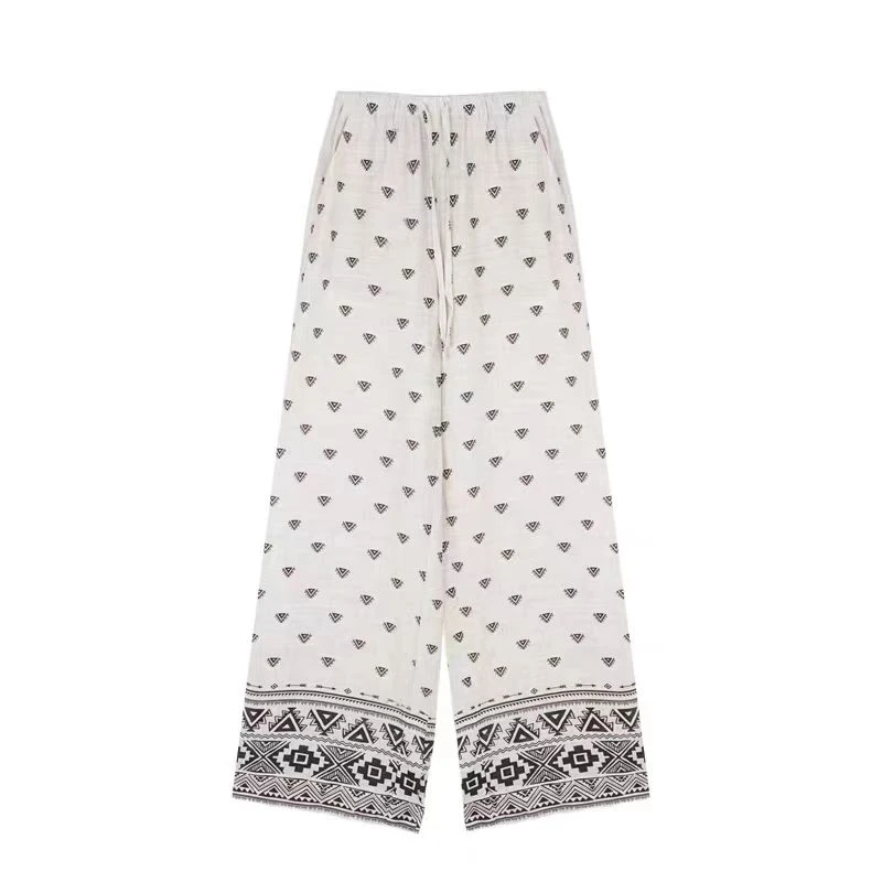 原色雨露麻  松紧高腰亚麻长裤