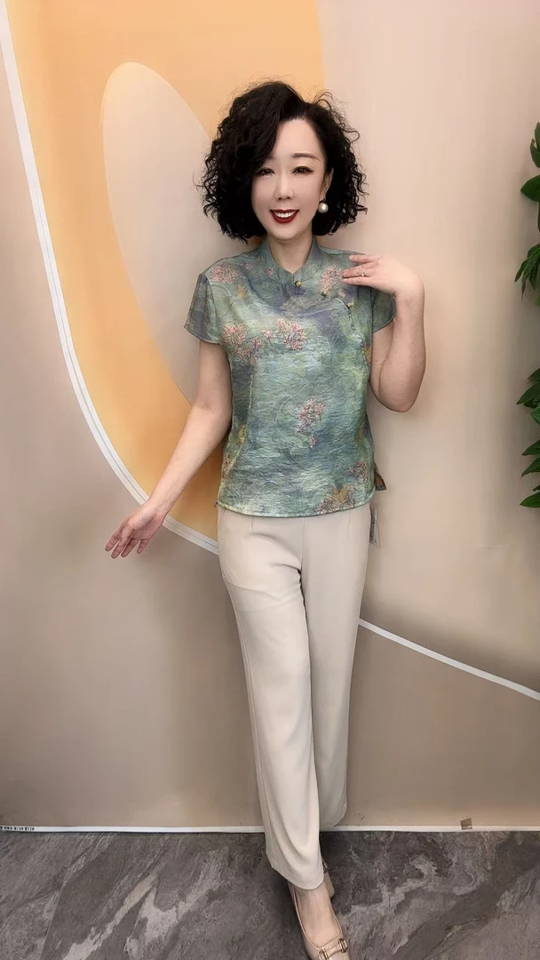 6083夏季新品洋气复古国风新中式宽松大码上衣，衣长62