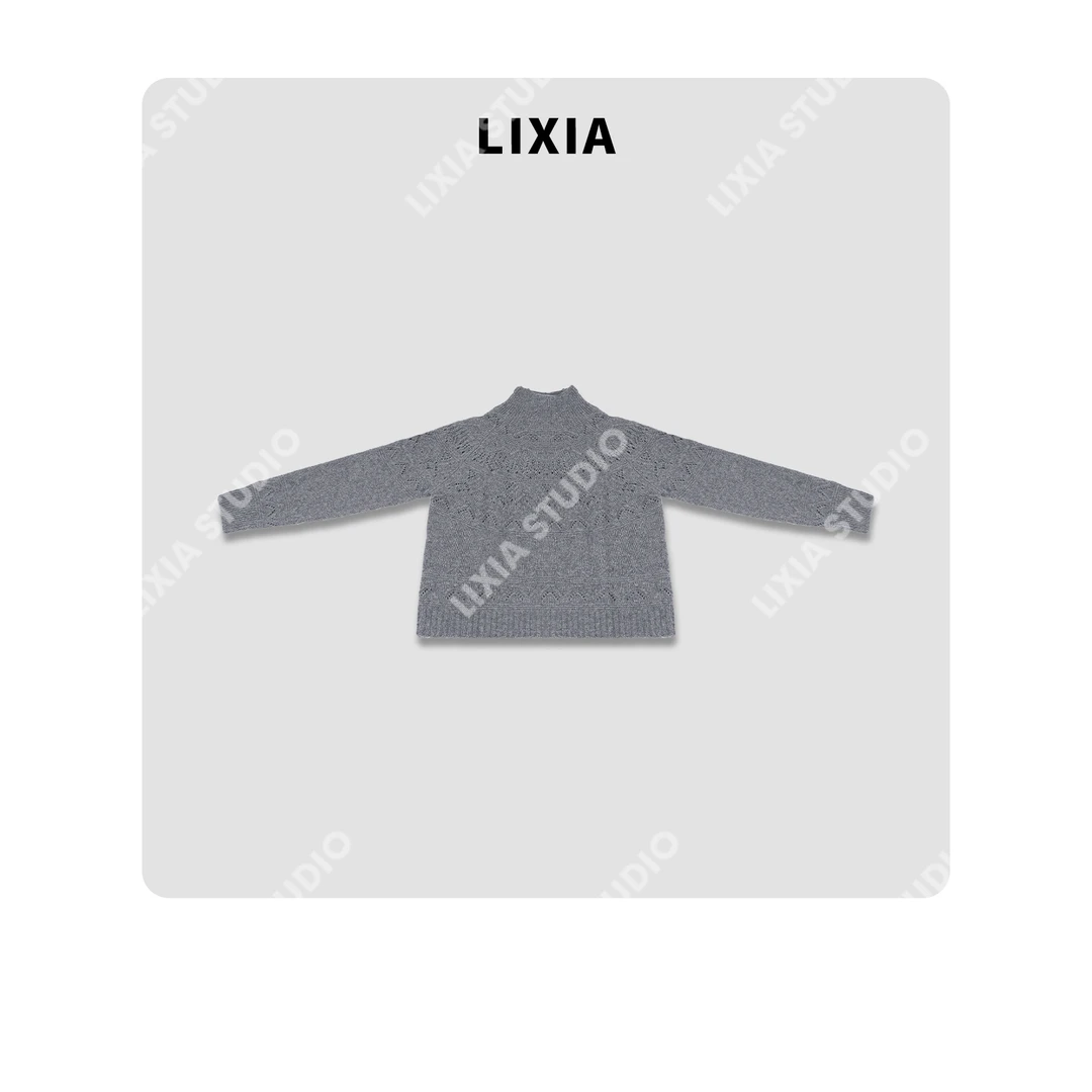 LIXIA【悠逸】INS风慵懒感休闲时髦含羊绒桑蚕丝毛衣-D9636