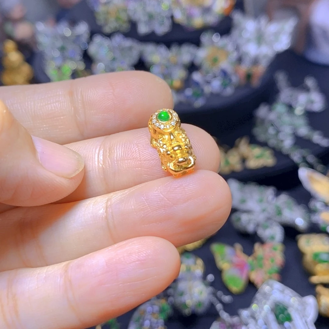 翡翠银S925镶嵌吊坠(不含链)天然翡翠