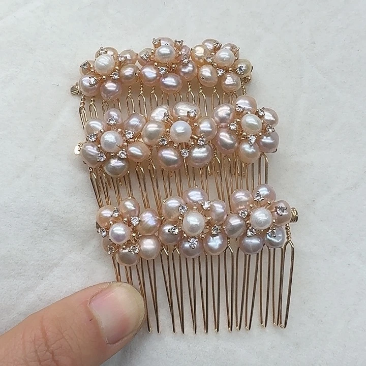 淡水珍珠发饰银S925镶嵌