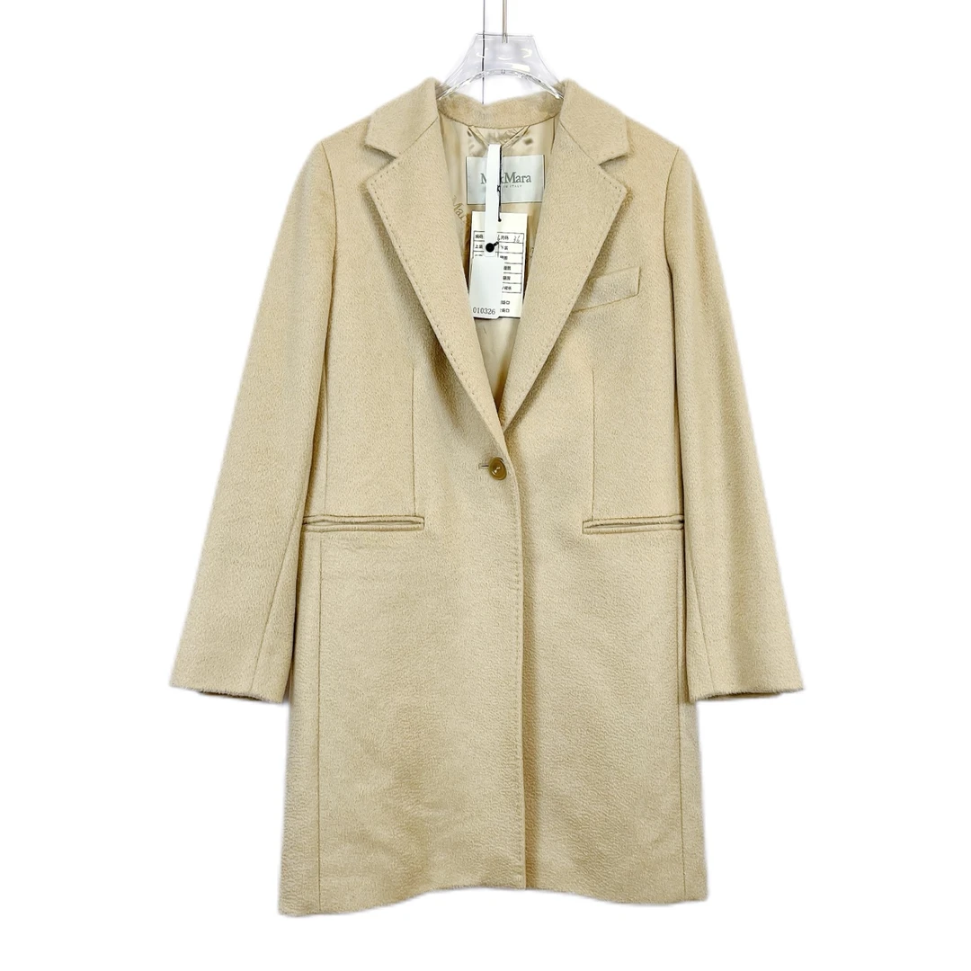 99新 MaxMara 010326 水波纹翻领羊绒大衣 36码
