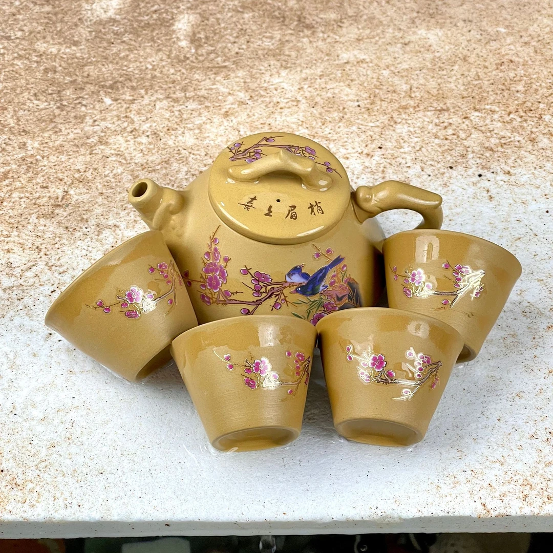 【闪购商品】喜上眉梢黄金断泥石瓢壶（带四杯）XS