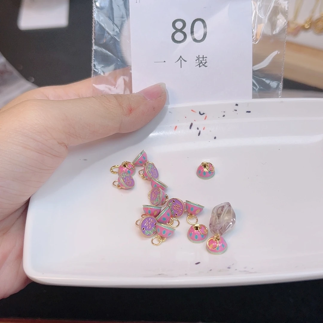 紫晶珠宝半成品银S925镀金镶嵌80