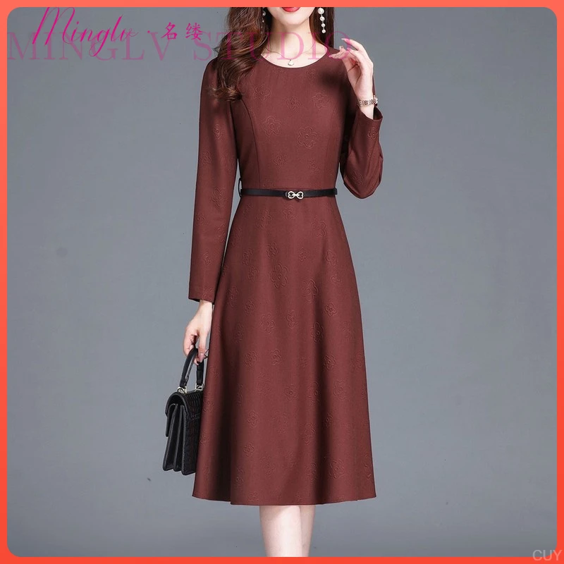 法式气质优雅长袖连衣裙女秋装2025年新款小个子女装高端洋气裙子