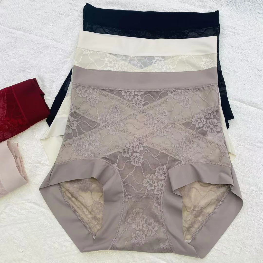 高腰交X蕾丝无痕收腹内裤提臀薄款透气塑身内裤女-1661