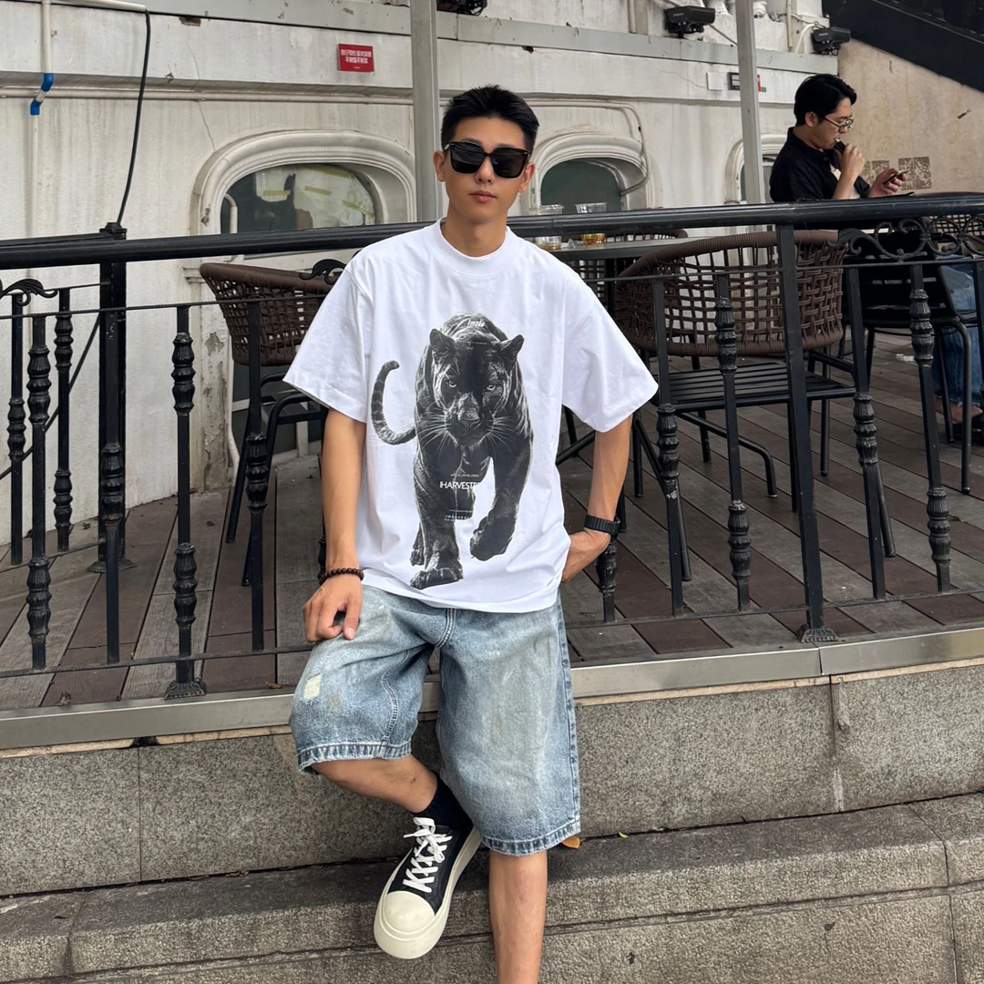 重磅高克重宽松休闲高街潮牌短袖T恤创意3D印花高品质半袖男