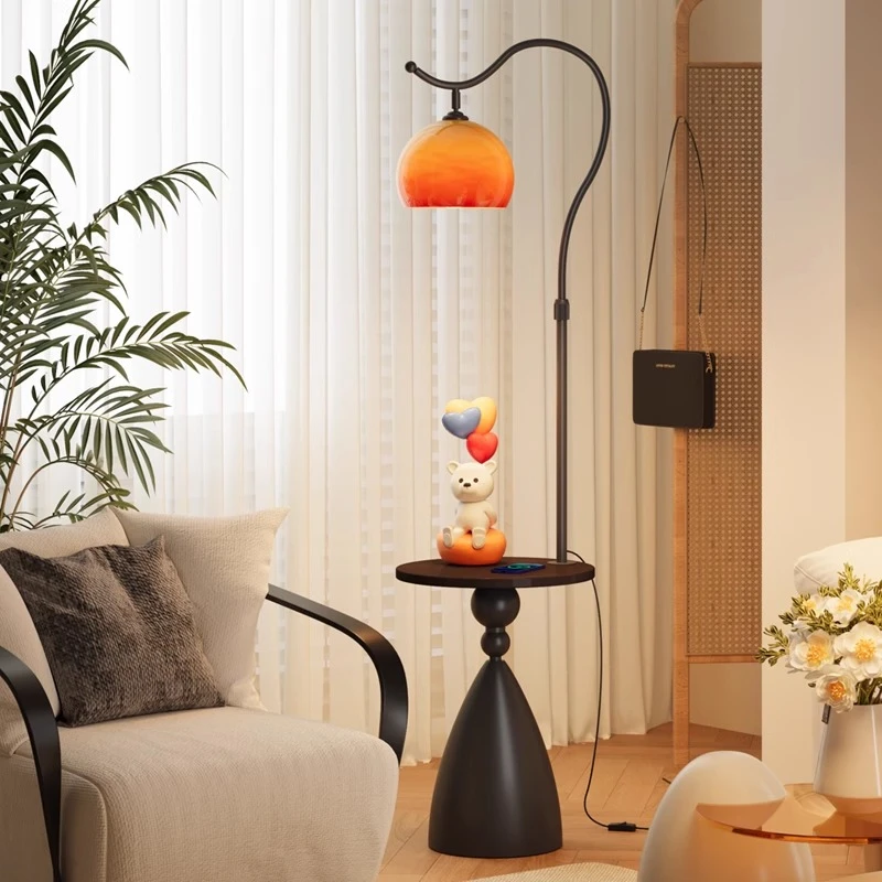 简约现代落地灯客厅沙发旁卧室床头灯创意大气带置物架立式台灯