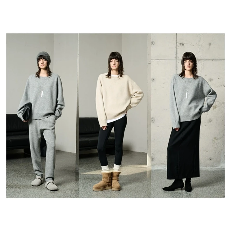 Ayuko｜黄金1oo羊毛半德國机织双层加厚提花卫衣针织衫/裤子6214