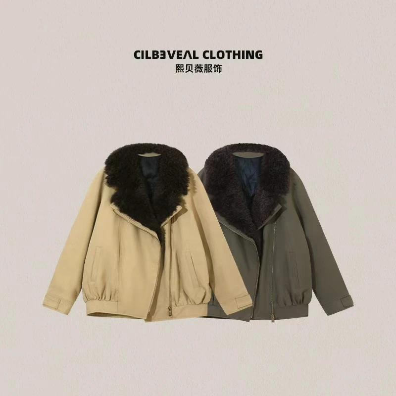 熙贝薇6【派克毛领羽绒服】新国标90白鸭绒翻领女士保暖外套 G5696