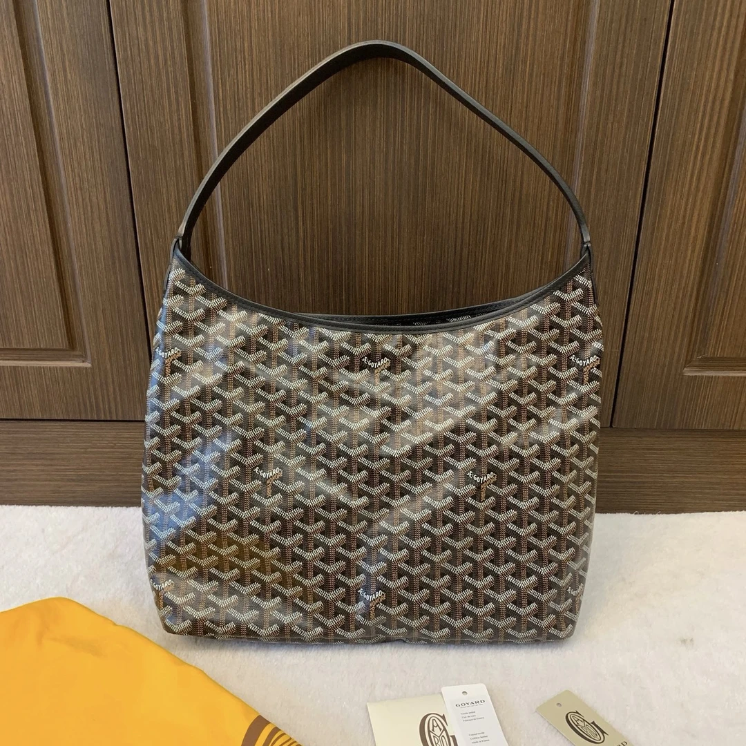 未使用 Gaoy/戈雅 黑色满花logo Hobo单肩包/二奢