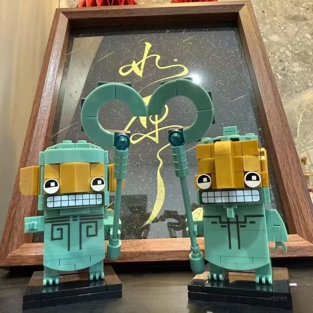 结界兽积木摆件哪吒敖丙申公豹卡通拼搭组装男孩玩具模型儿童礼物