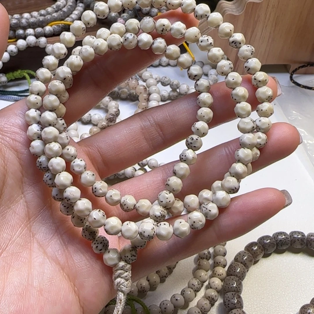 手串星月菩提石玉骨瓷白纯手工无相6长条108