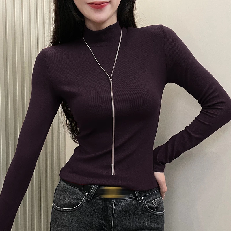 【有运费险】半高领打底衫女气质内搭长袖秋冬显瘦百搭修身保暖上衣