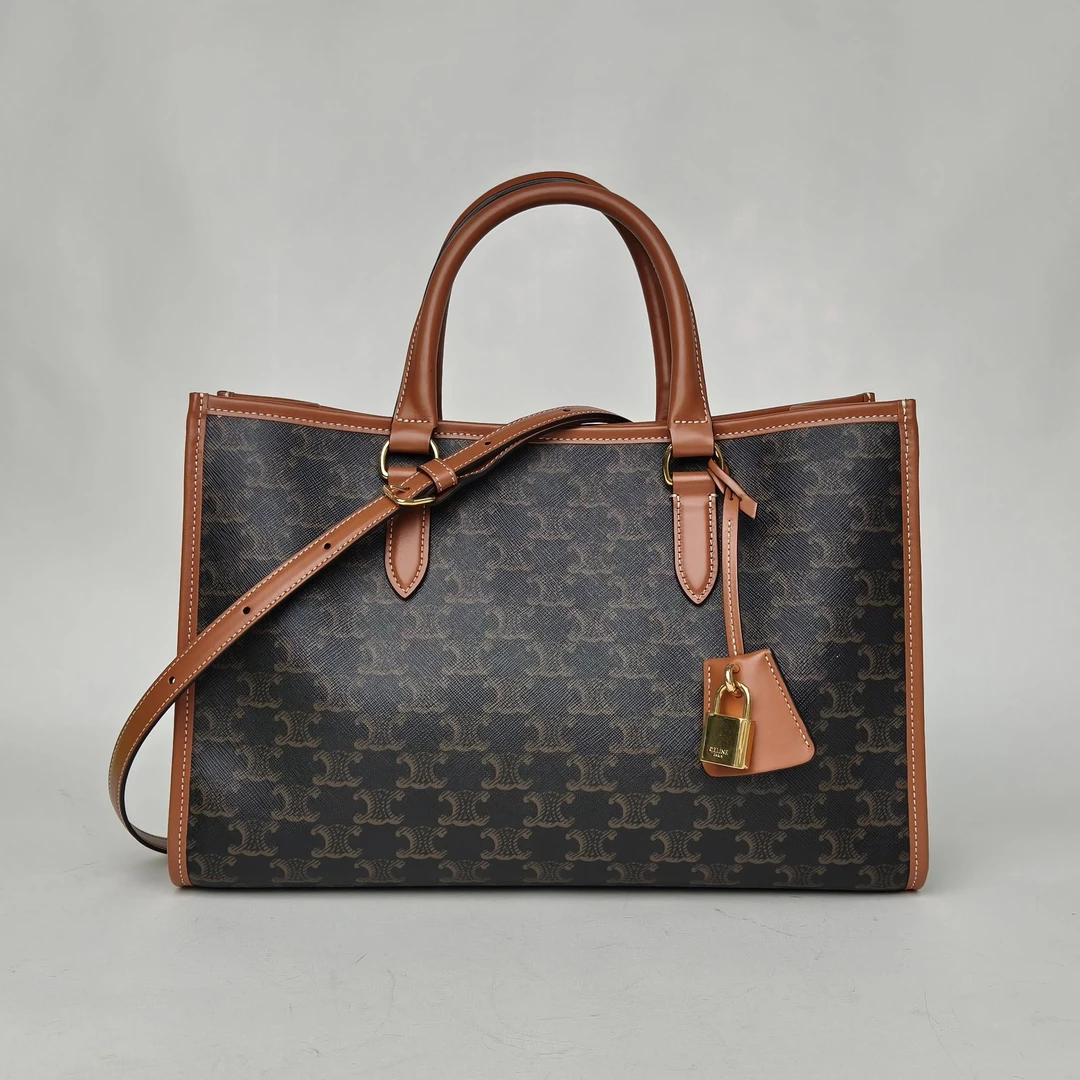 99新 Celine/思琳 【念念】 老花 PVC Cabas 凯旋门 托特包