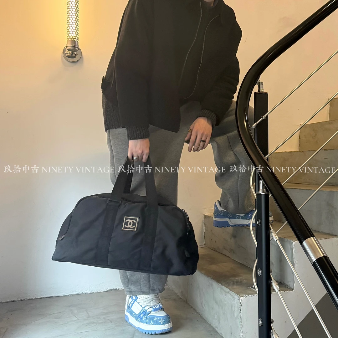 95新 Chanel/香奈儿 男包商务休闲出差 白黑方标拼接黑色香奈儿