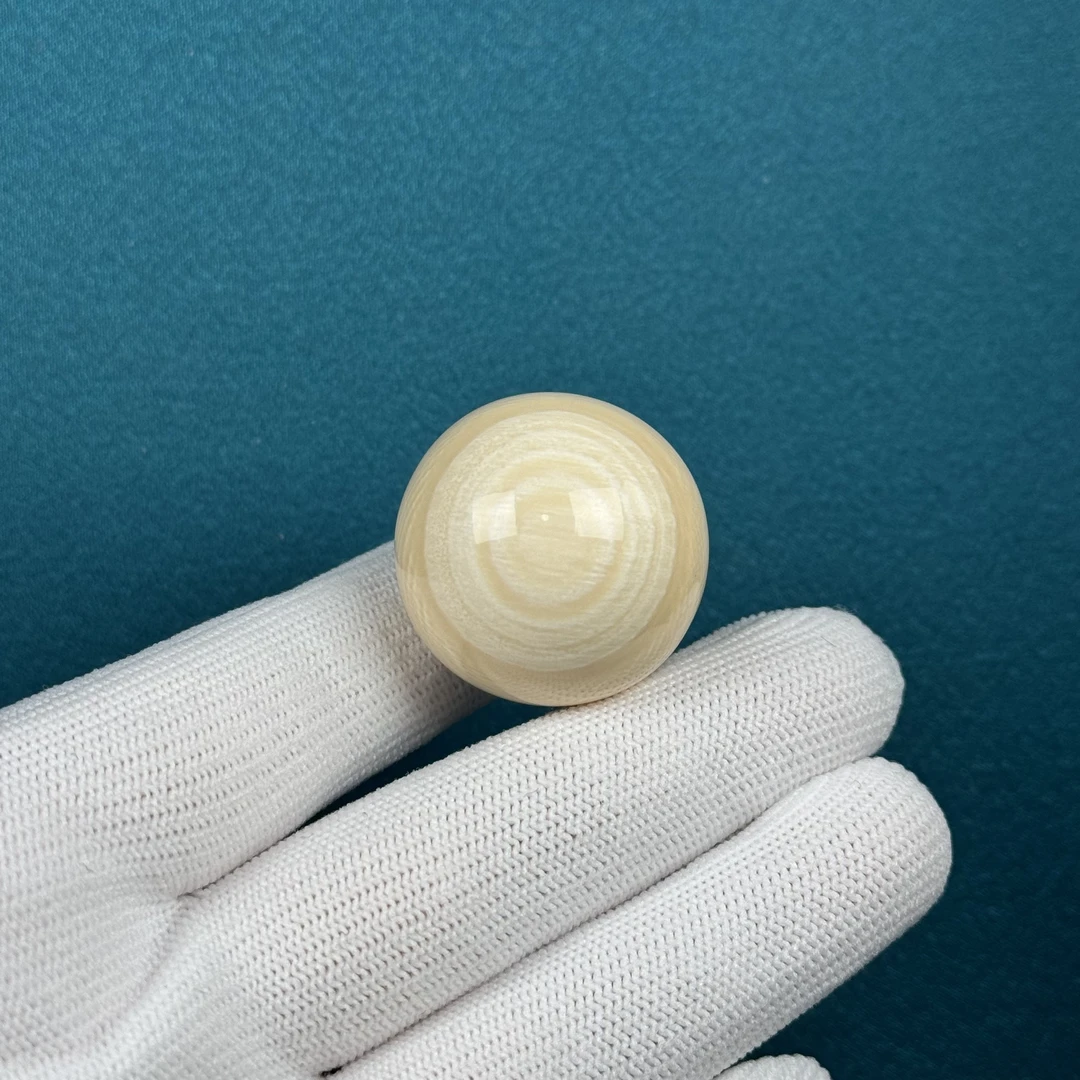 D86-27天然猛犸牙 芝士皮圆珠28.5mm支持复检假一罚十