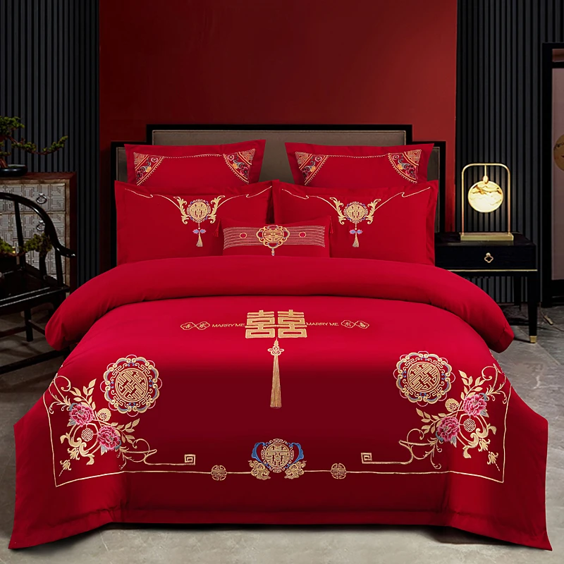 婚庆100绵新疆长绒棉刺绣款四件套